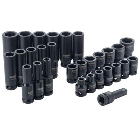 Black & Decker 0.5 in. Drive Impact Combination Impact Socket Set Combo - 30 Piece, MED138962 DWMT19249